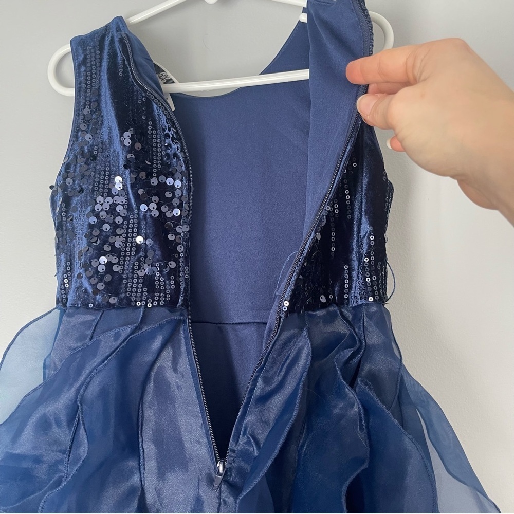 Rare Editions Size 6 Royal Blue Sequin Dress Tulle Formal Wedding Flower Girl - Picture 9 of 9